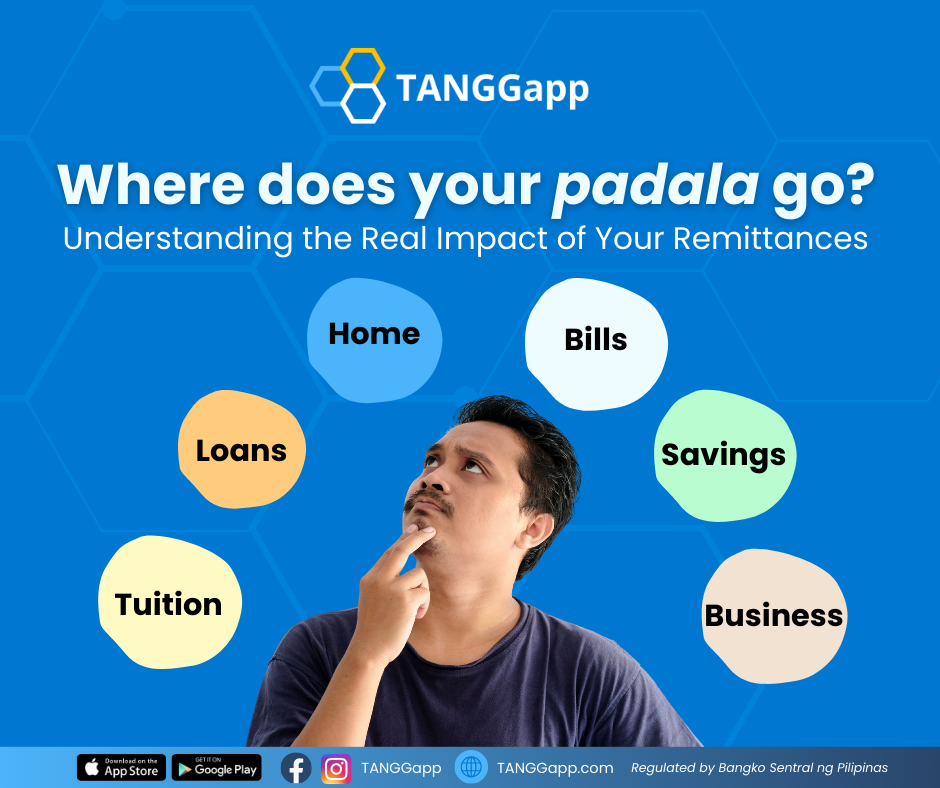 An infographic breaking down where an OFW’s padala (remittance) goes, showing common family expenses.