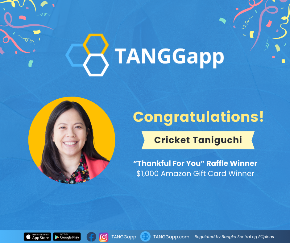Happy TANGGapp contest winner celebrating with their prize.